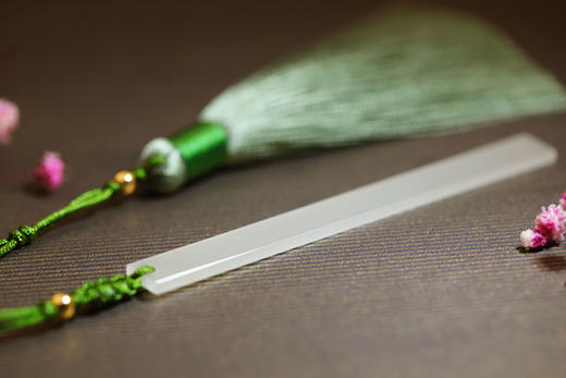 和田玉（白玉/青玉）流苏书签 商品图4