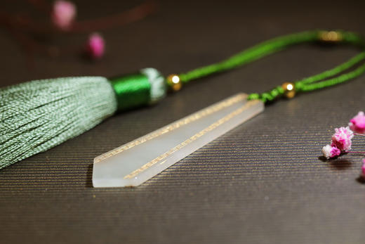 和田玉（青玉）流苏书签--隽永/清幽 商品图0