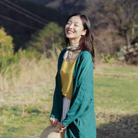 绽放D358//姜黄色提花棉吊带衫