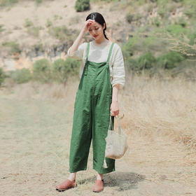 绽放D341朵//文艺感背带裤