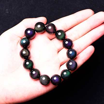 好运吉品 黑曜石手串【双满月彩虹大圆眼】