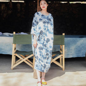 绽放D317朵/屿风/水墨印花连衣裙