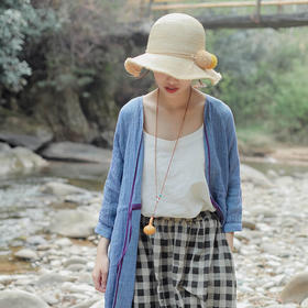 绽放D363朵/以云/米色棉麻吊带背心