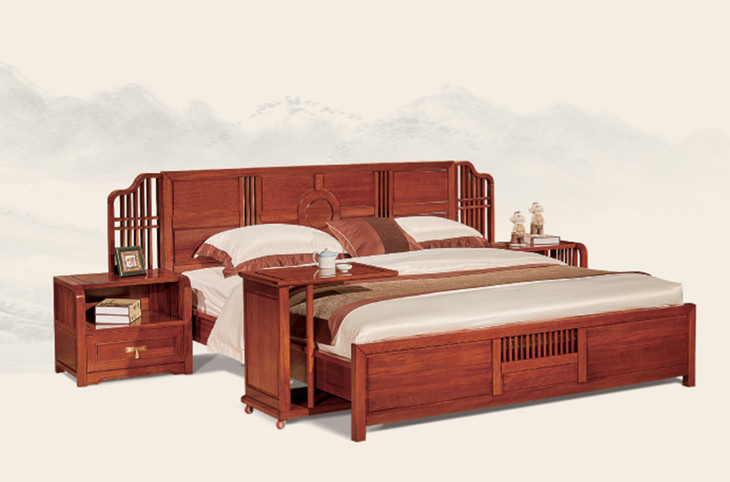 z097c-2306新古典非洲红檀木床 床头柜 边几