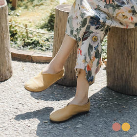 绽放D249朵/缄默/圆头牛皮一脚蹬单鞋