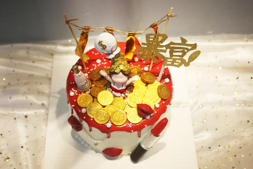 场景主题蛋糕系列｜女神 红唇  暴富 金币，如图款式，新鲜水果，动物性淡奶油~ 商品图1