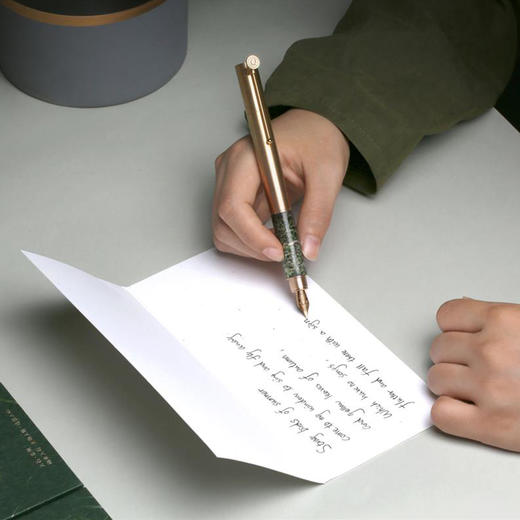 入石经典钢笔（常青款）| 雨林绿大理石+黄铜，奢华雅致，私人定制，精美礼盒 商品图4