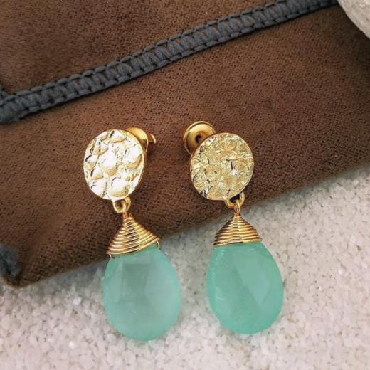 北京仓｜AZUNI-凯特王妃同款-Athena-海蓝色玉髓 耳环［英国设计师］ 商品图1