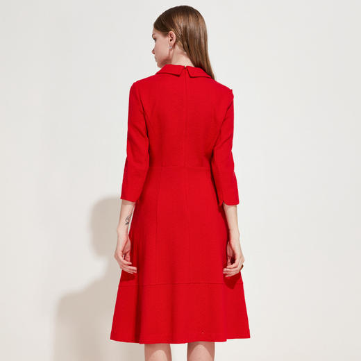 EITIE爱特爱品牌女装春季新款时尚气质V领中腰羊毛连衣裙中裙5707407 商品图3