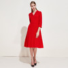 EITIE爱特爱品牌女装春季新款时尚气质V领中腰羊毛连衣裙中裙5707407 商品缩略图2
