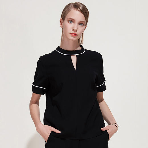 EITIE爱特爱春夏季女装时尚OL简约小上衣圆领T恤衫5913617 商品图1