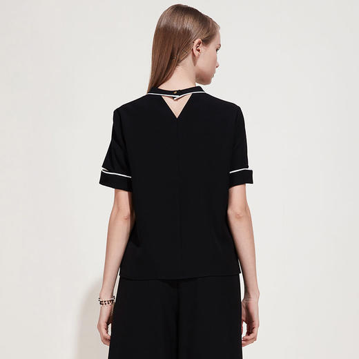 EITIE爱特爱春夏季女装时尚OL简约小上衣圆领T恤衫5913617 商品图2