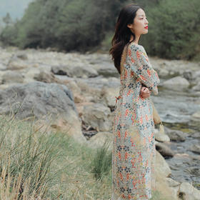 绽放D397朵/烟湄/印花两穿连衣裙