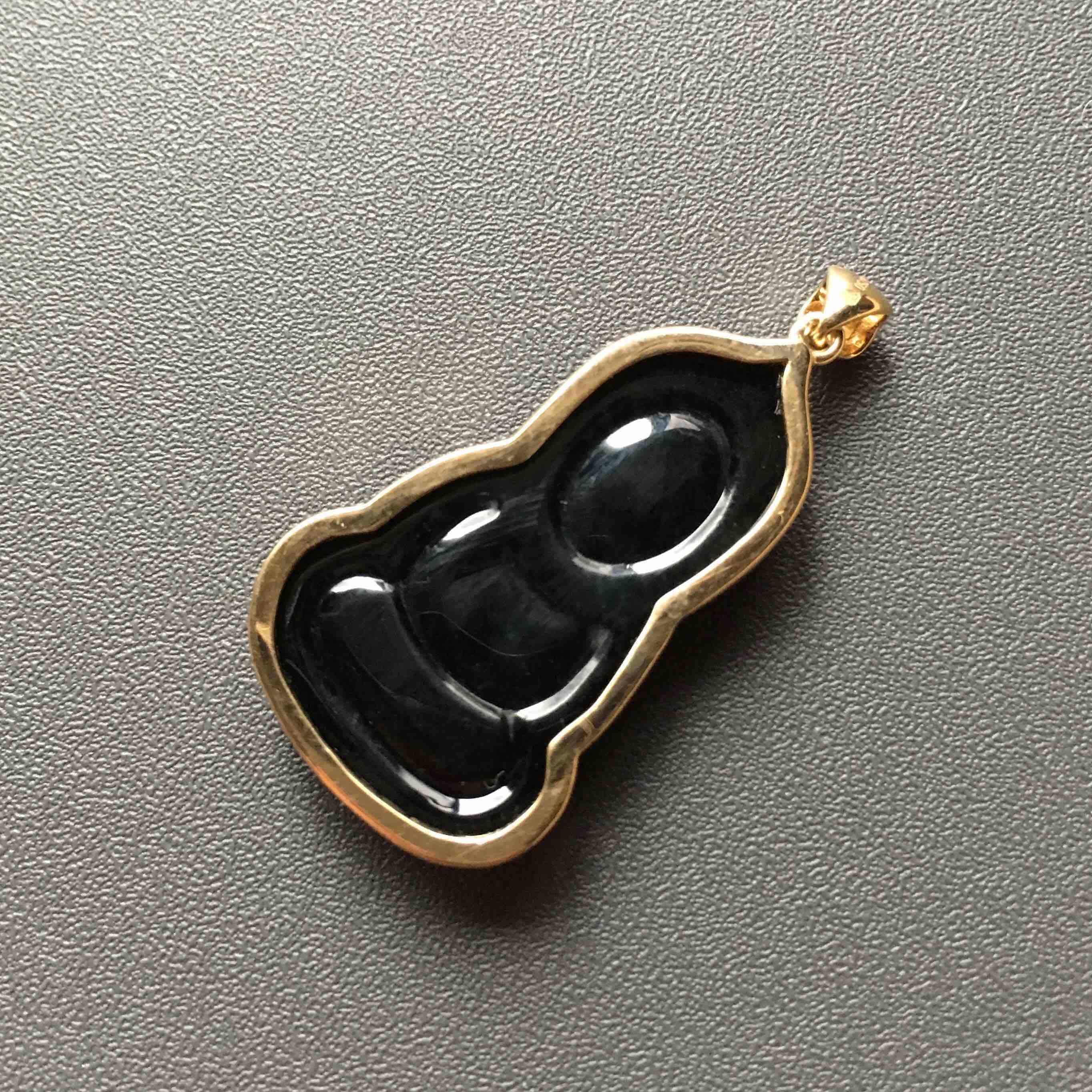 冰种墨翠宝宝佛18k黄金镶嵌