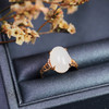 18K玫瑰金和田玉（白玉）镶钻戒指--金枝玉果 / 蛋面10*14mm（圈口请备注留言） 商品缩略图2