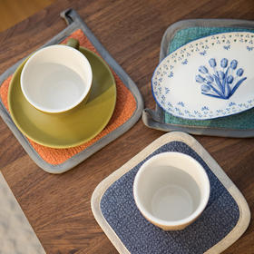 绽放JZ002朵/南村/简约三色亚麻杯垫