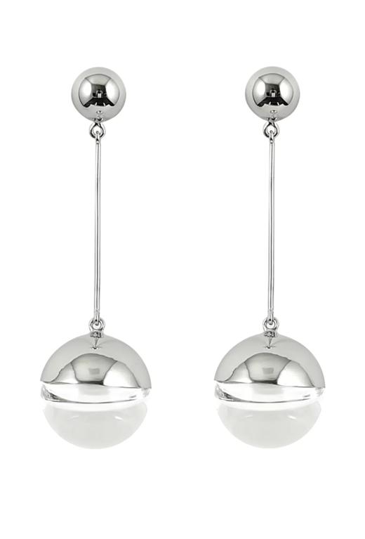 订购7周到｜Lajewel-Half orb long-耳环（银色）［泰国设计师］ 商品图1