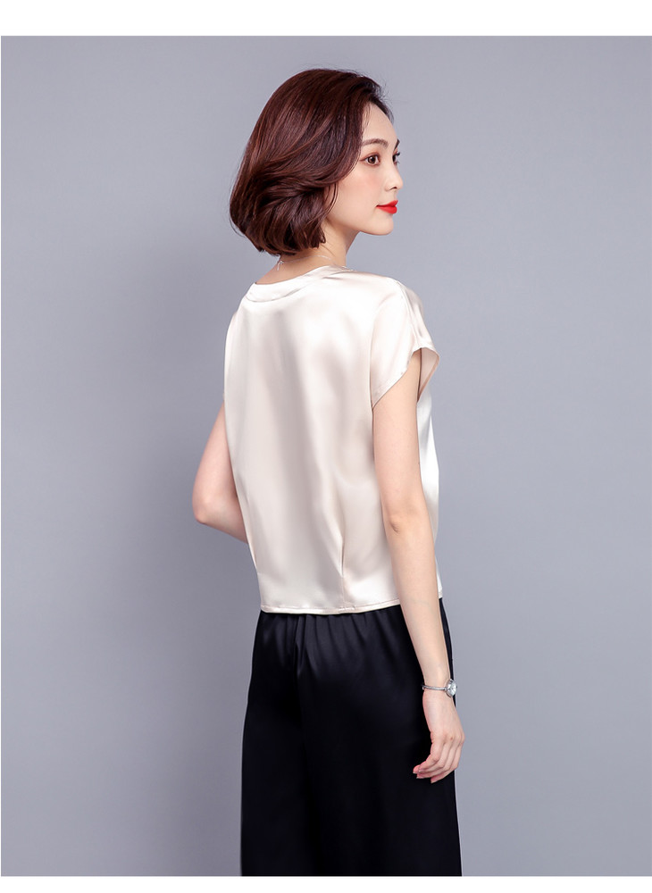 mz040929524宽松重磅铜氨丝仿真丝女式t恤上衣