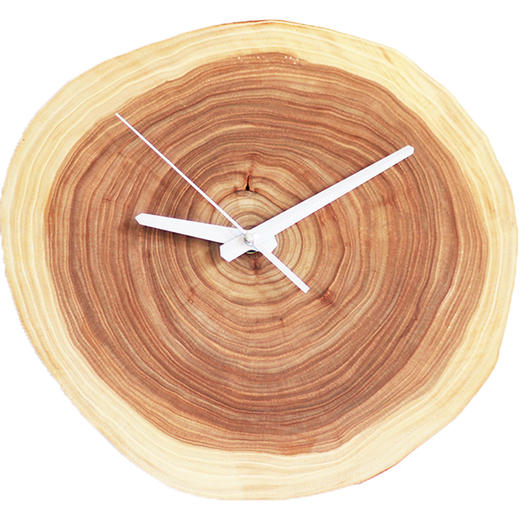 简款】实木年轮钟表美式乡村田园礼物环保静音现代