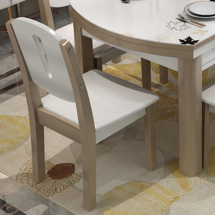 s058-820f 白色实木跳台 钢化玻璃面 中式餐桌椅组合 橡木跳台酒店8