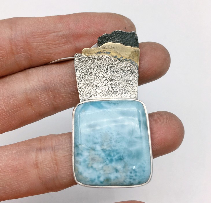 天然拉利玛石吊坠(不含项圈)o岛屿 独立工作室