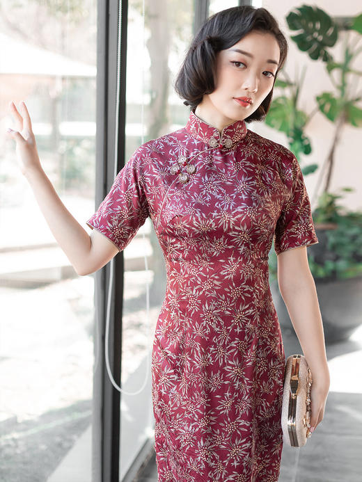 逸红颜 寒露 新式旗袍2019春款民国旗袍女复古名媛旗袍长款改良