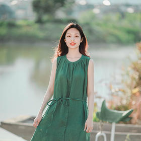 绽放D157朵//小立领无袖连衣裙