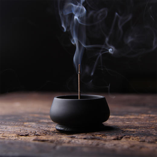 【宣品文创】书房茶室香插 圆形小巧原石香炉 禅意檀香点香器香座香道