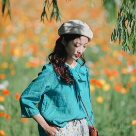 绽放D426朵//前短后长侧开叉衬衫上衣