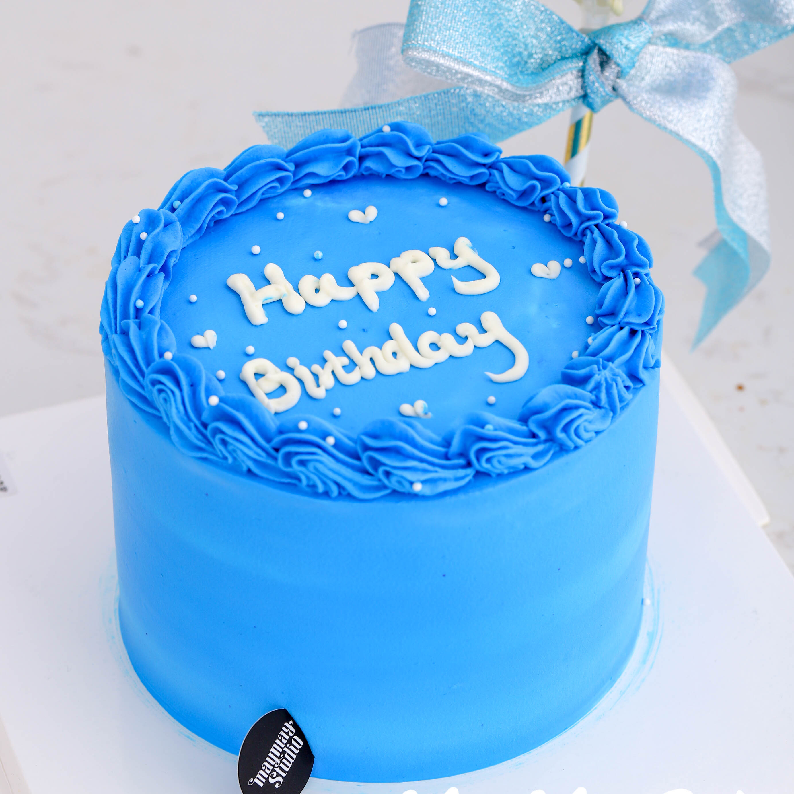 蓝朋友蓝色气球简约风蛋糕“原味戚风奶油水果蛋糕”0524