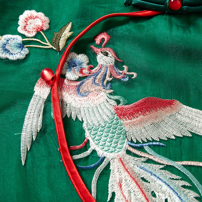 原创凤凰刺绣撞色系带汉服连衣裙货号og6660