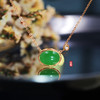 18K玫瑰金和田玉（碧玉）镶钻项链—星辰  苹果绿/10*8mm/链长40+2cm 商品缩略图0
