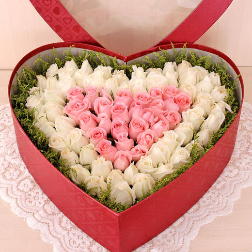99朵心形礼盒-送女朋友爱人惊喜520礼物纪念日七夕情人节浪漫惊喜圣诞