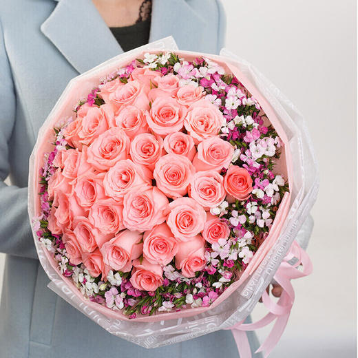 精选33朵红玫瑰花束相思梅点缀送女友老婆浪漫情人节520告白表白脱单