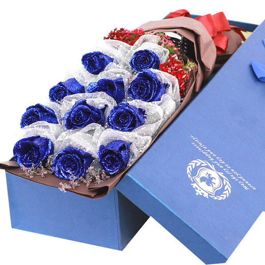 11朵33朵99朵蓝色妖姬蓝玫瑰花束礼盒情人节送-520七夕情人节生日礼物