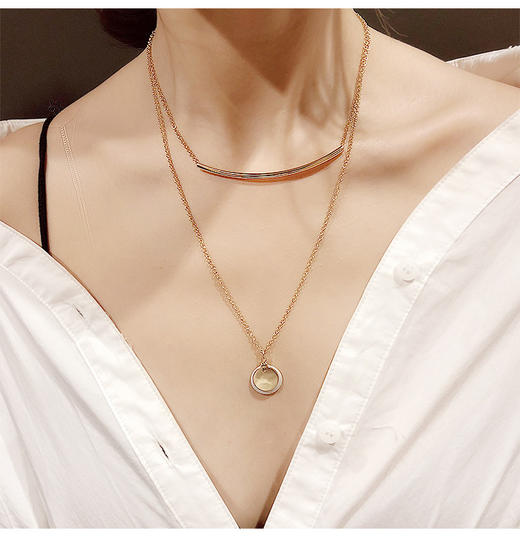 韩版简约双层项链女网红脖子饰品锁骨链项圈森系学生脖颈短款颈带
