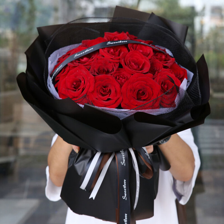 33朵红玫瑰花束高档时尚韩式花束送女友老婆浪漫情人节520告白表白