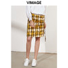 VIMAGE纬漫纪品牌女装春季时尚格子高腰百搭半身裙中裙V1106703 商品缩略图1