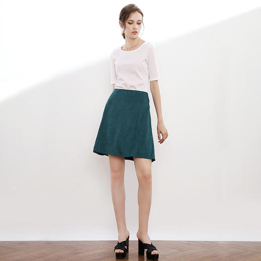 VIMAGE纬漫纪品牌女装简约休闲A字裙纯色高腰半身裙V906503 商品图1