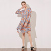 VIMAGE纬漫纪女装V领九分袖不规则印花连衣裙A字裙夏V907514 商品缩略图1