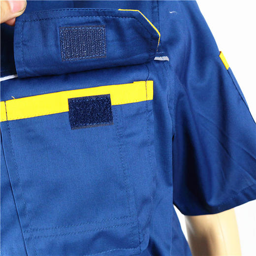 【头号标兵 JKS19款】:墨蓝拼黄全工艺CVC斜纹涤棉工作服套装-夏装 商品图7