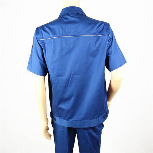 【头号标兵 JKS19款】:墨蓝拼黄全工艺CVC斜纹涤棉工作服套装-夏装 商品图5