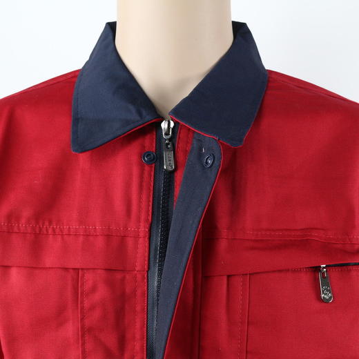 【头号标兵 9022款】经典款 大红拼藏蓝色 涤棉帆布工作服-套装 商品图4