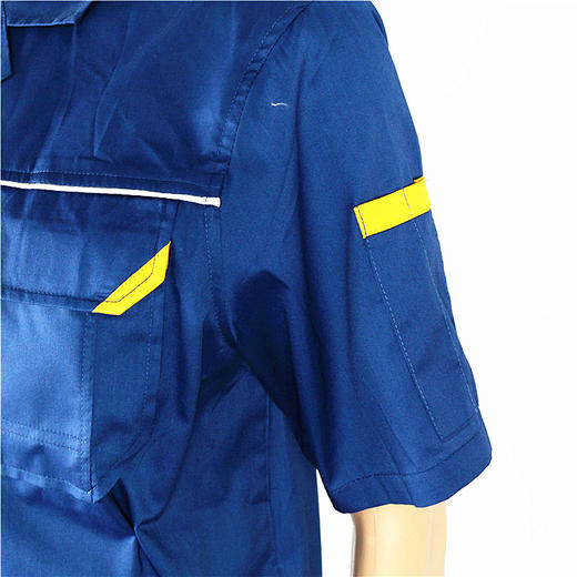 【头号标兵 JKS19款】:墨蓝拼黄全工艺CVC斜纹涤棉工作服套装-夏装 商品图8