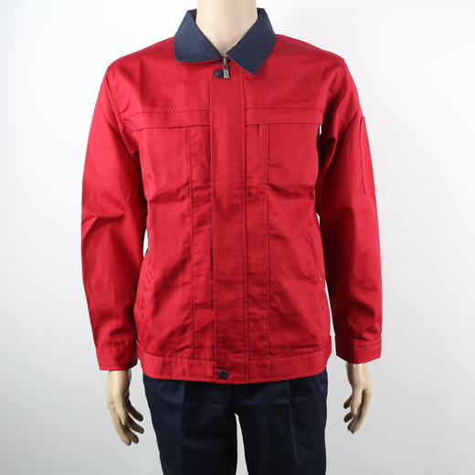 【头号标兵 9022款】经典款 大红拼藏蓝色 涤棉帆布工作服-套装 商品图1