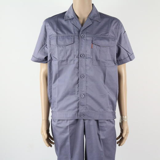【头号标兵 6009款】长/短袖 深灰色涤棉•32纱斜工装服套装-夏装 商品图5