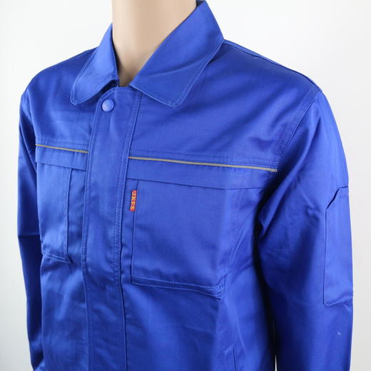 【头号标兵 9018款】艳兰色涤棉纱卡工作服套装：全工艺（磨毛） 商品图2