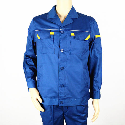 【头号标兵 JKS19款】:墨蓝拼黄全工艺CVC斜纹涤棉工作服套装-夏装 商品图3