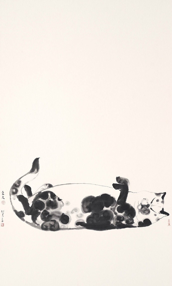 不仁斋 薛继业 手作 陶瓷雕塑 两款 大胖睡猫