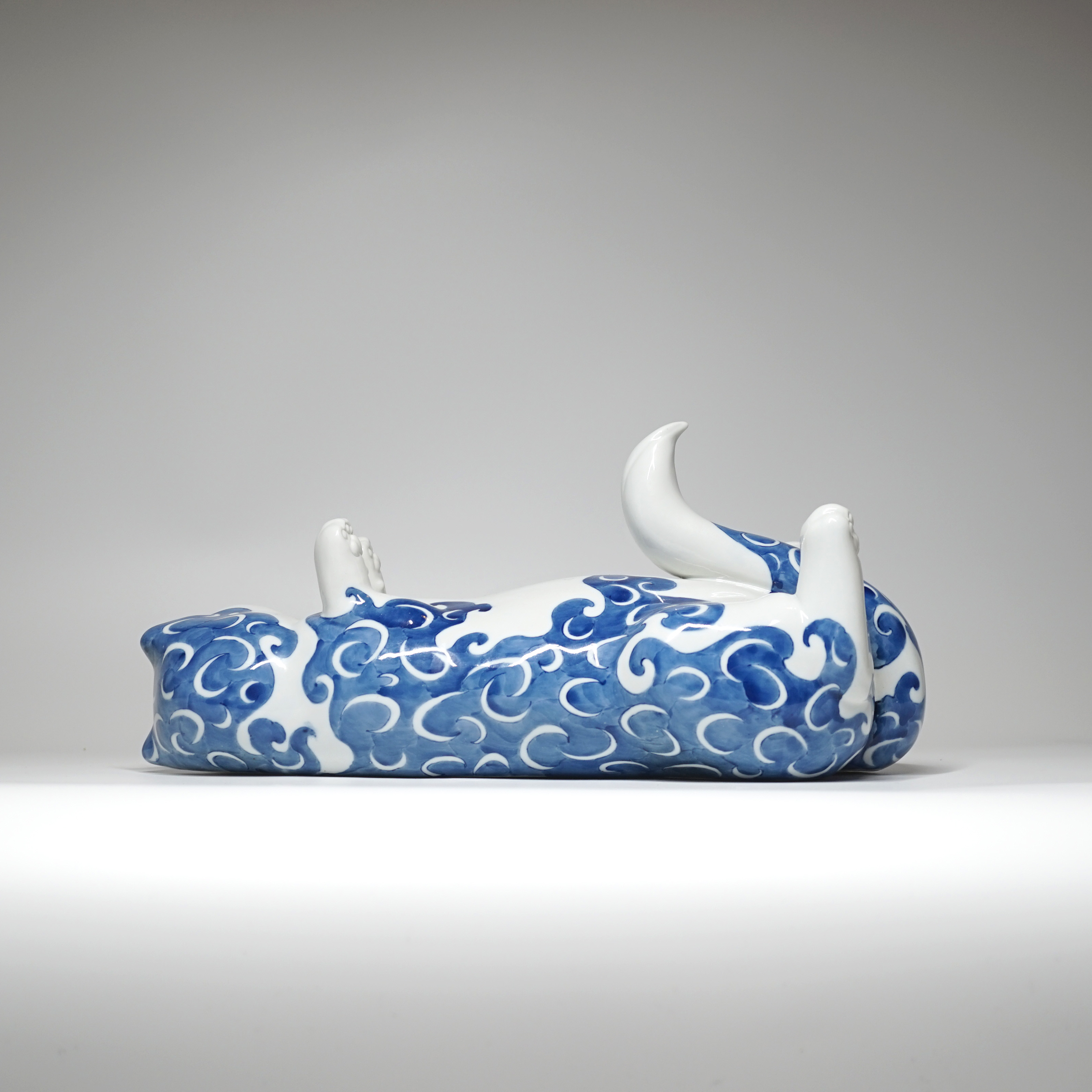 不仁斋 薛继业 手作 陶瓷雕塑 两款 大胖睡猫